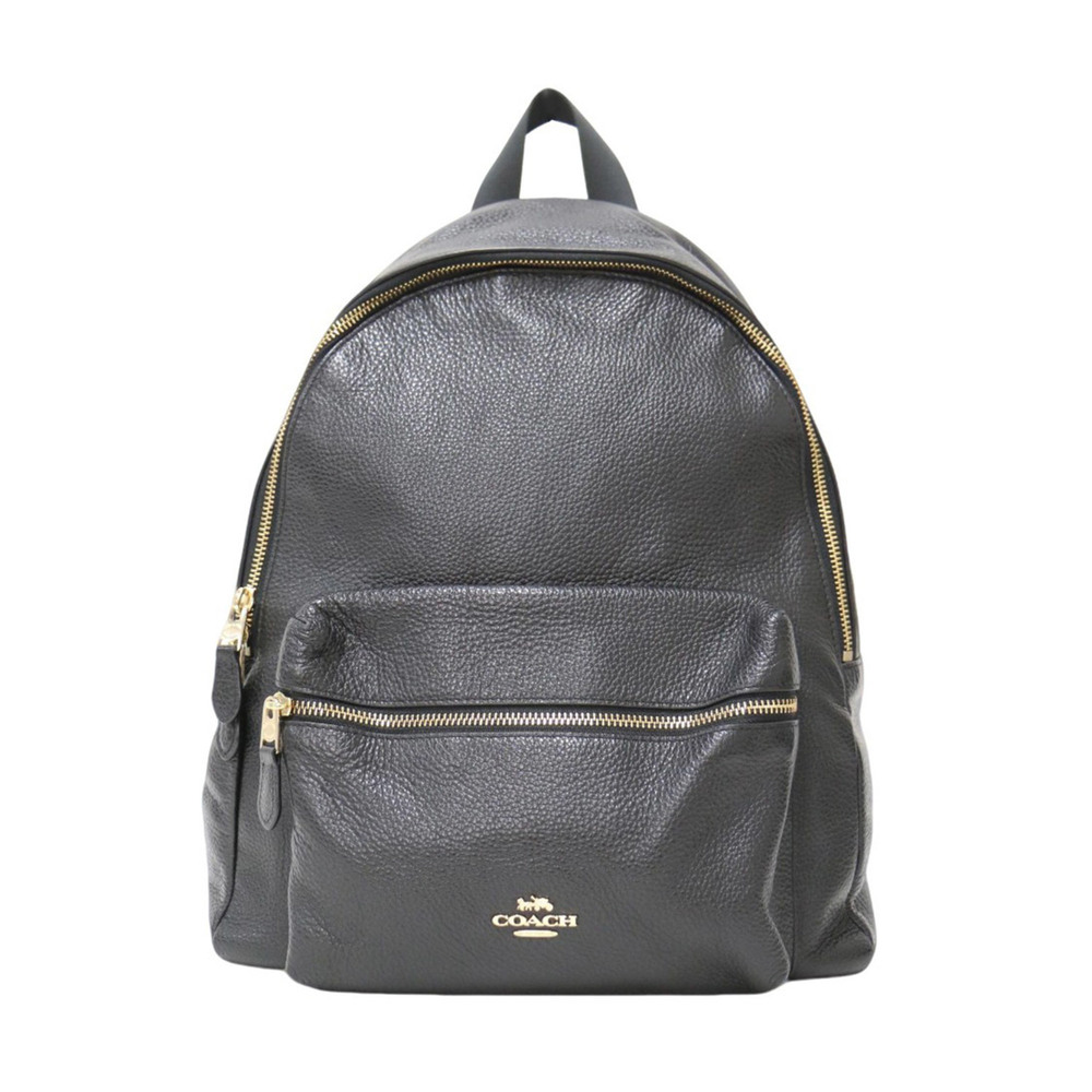 COACH bag, black, leather, backpack, grained genuine ladies - Picture 3 of 9